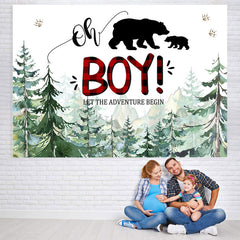 Lofaris Lets The Adventure Begin Bear Baby Shower Backdrop