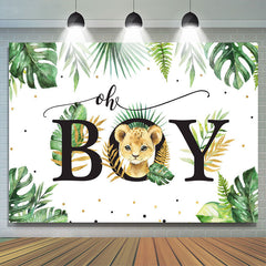 Lofaris Oh Boy Palm Fronds and Leopards Baby Shower Backdrop