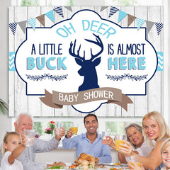 Lofaris Oh Deer A Little Buck Is Almost Here Baby Shower Backdrop