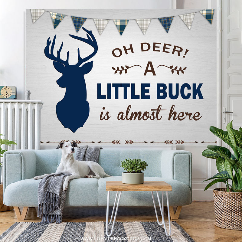Lofaris Oh Deer A Little Buck Is Here Baby Shower Backdrop