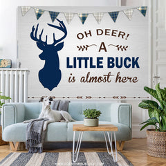 Lofaris Oh Deer A Little Buck Is Here Baby Shower Backdrop