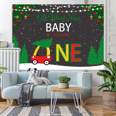 Lofaris Oh What Fun Baby Is Turning One Christmas Backdrop
