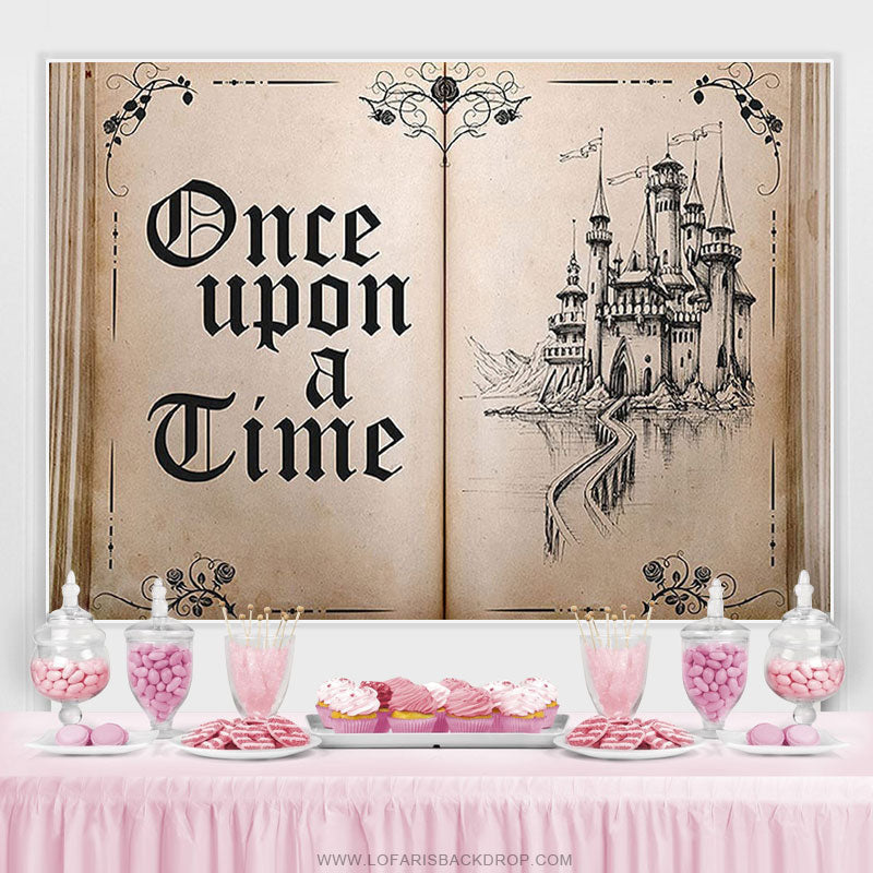 Lofaris Old Opening Book Ancient Castle Birthday Party Backdrop