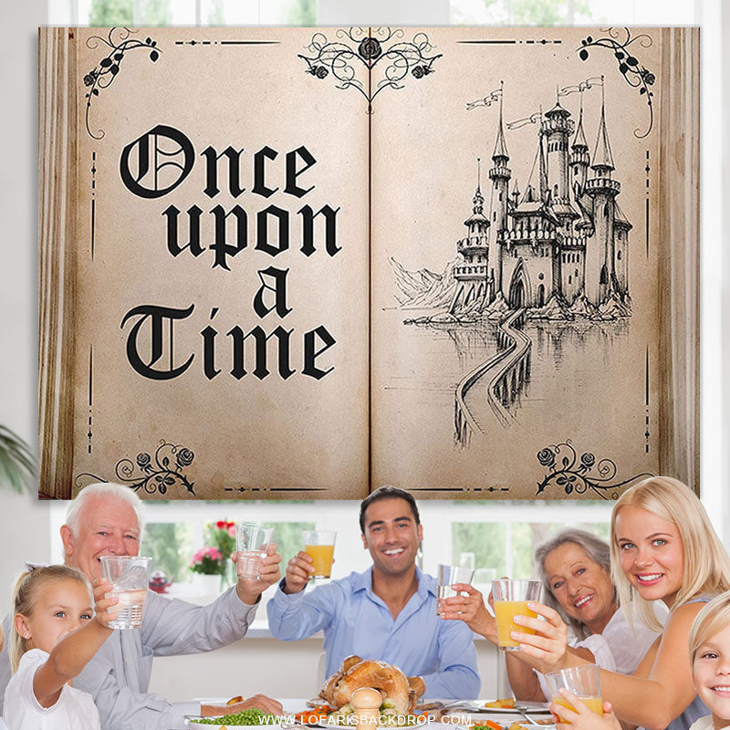 Lofaris Old Opening Book Ancient Castle Birthday Party Backdrop