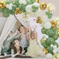 Lofaris Olive Green 137 pcs Balloon Arch Kit | Party Decorations - Confetti Gold