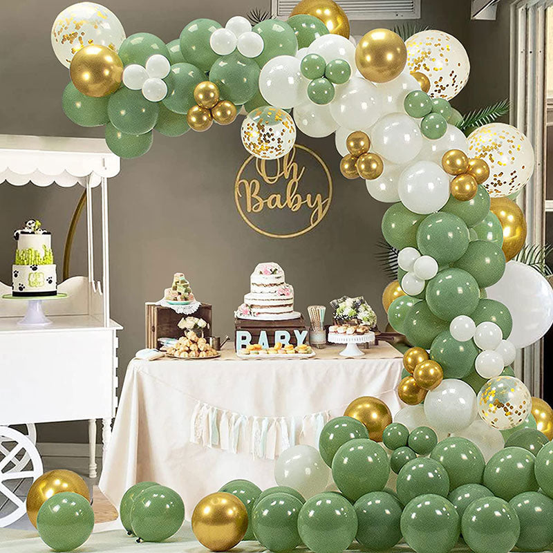Lofaris Olive Green 137 pcs Balloon Arch Kit | Party Decorations - Confetti Gold