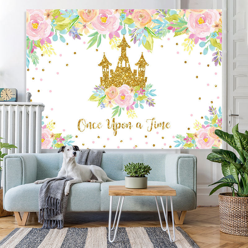 Lofaris Once Upon A Time Floral 1st Princess Birthday Backdrop