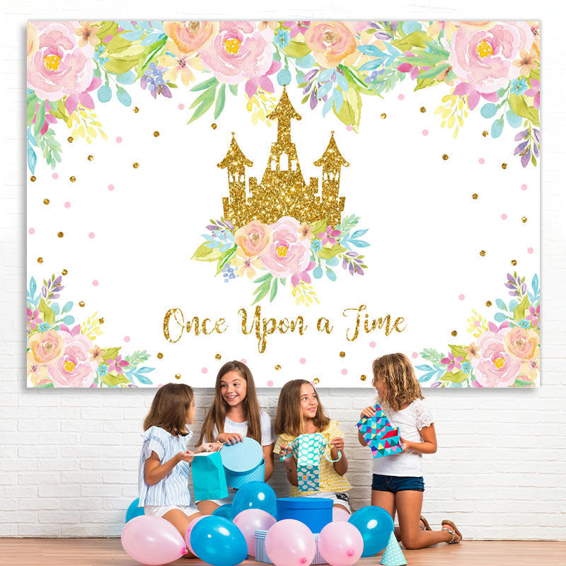 Lofaris Once Upon A Time Floral 1st Princess Birthday Backdrop