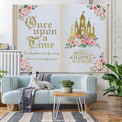 Lofaris Once Upon a Time Gold Castle Girls Birthday Backdrop