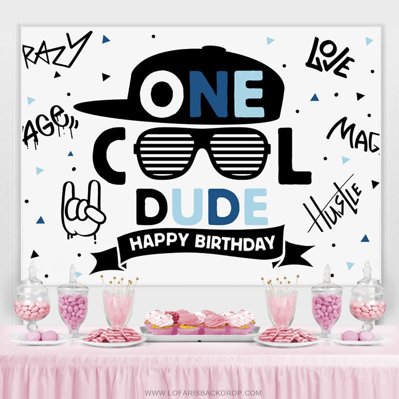 Lofaris One Cool Dude Rock Roll Happy Birthday Backdrop