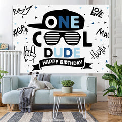 Lofaris One Cool Dude Rock Roll Happy Birthday Backdrop