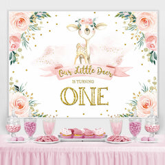 Lofaris One Litter Deer Is Turning Pink Floral Backdrop for First Birthday