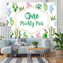 Lofaris One Prickly Pair Cactus Happy 1St Birthday Backdrop