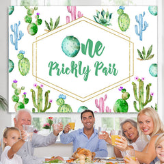 Lofaris One Prickly Pair Cactus Happy 1St Birthday Backdrop