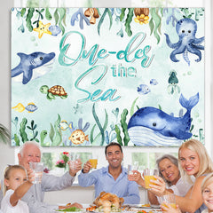 Lofaris Oneder The Sea Shark Whale Happy Birthday Backdrop