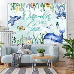 Lofaris Oneder The Sea Shark Whale Happy Birthday Backdrop