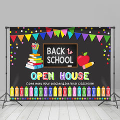 Lofaris Open House Colorful Flags Back To Schoold Backdrop