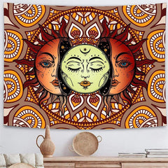 Lofaris Orange And Red Classic Bohemian Pattern Wall Tapestry