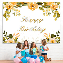 Lofaris Orange Floral and Diamonds Happy Biryhday Backdrop