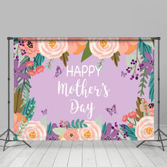 Lofaris Orange Flower and Butterfly Happy Mothers Day Backdrop