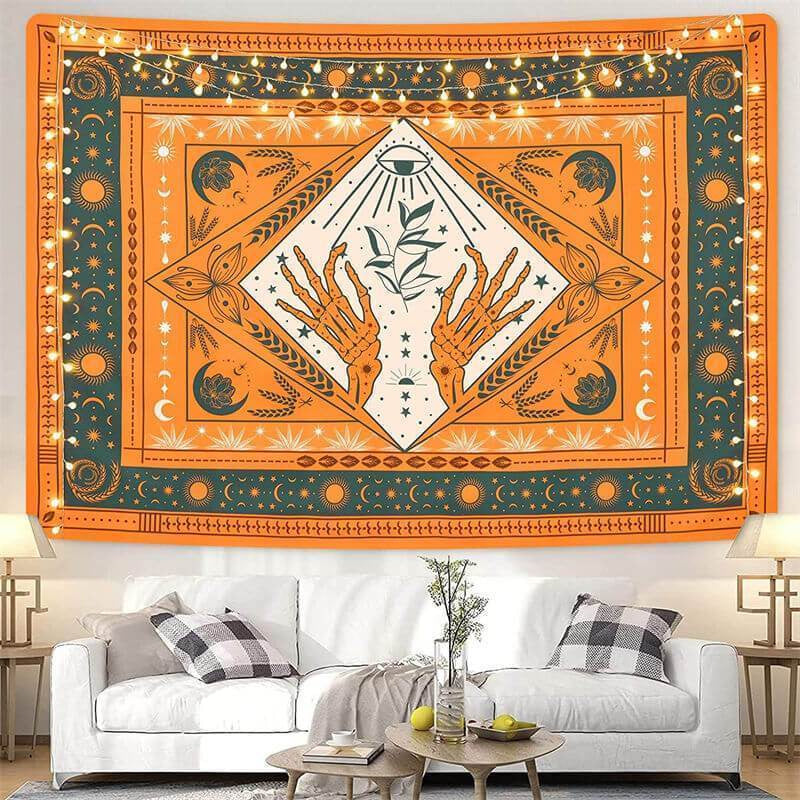 Orange and black tapestry cheap