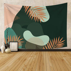 Lofaris Orange Leaves Abstract Geometric Family Custom Tapestry