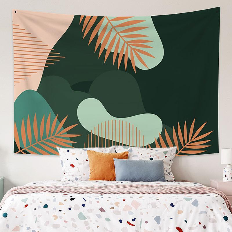 Lofaris Orange Leaves Abstract Geometric Family Custom Tapestry