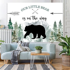 Lofaris Our Litter Bear Is on the Way Baby Shower Backdrop