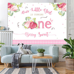 Lofaris Our Litter Girl Is turning 1st Birthday Strawberry Backdrop