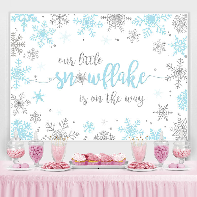 Lofaris Our Litter Snowflake Is On The Way Baby Shower Backdrop
