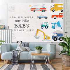 Lofaris Our Little Baby Is Turning Three Birthday Backdrop