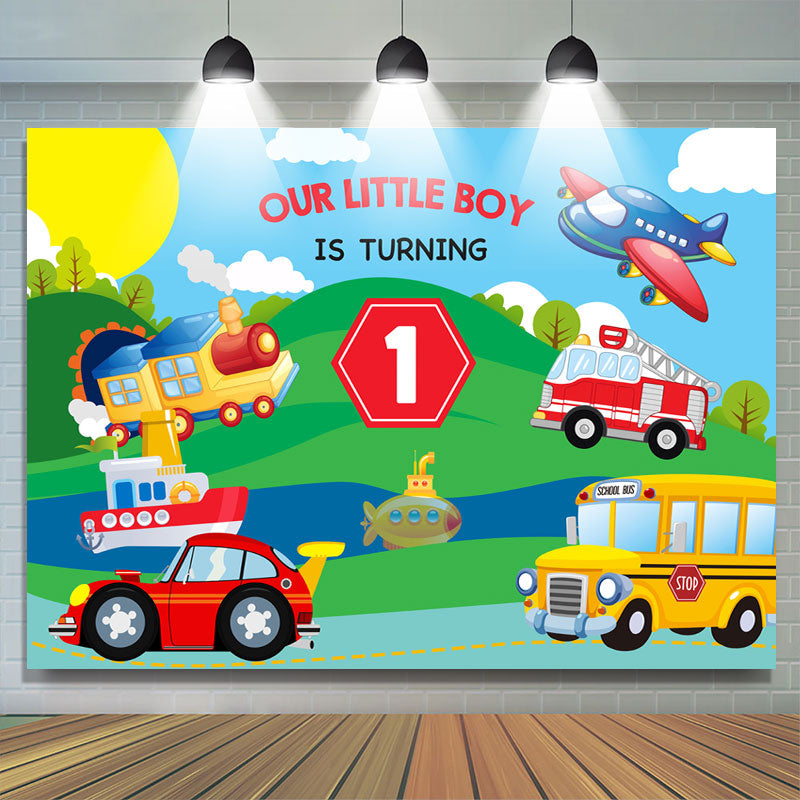 Lofaris Our Little Boy Is Turning 1st Happy Birthday Backdrop
