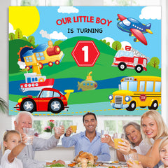 Lofaris Our Little Boy Is Turning 1st Happy Birthday Backdrop