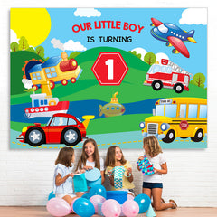 Lofaris Our Little Boy Is Turning 1st Happy Birthday Backdrop