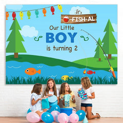 Lofaris Our Little Boy is Turning 2 Birthday Photo backdrop