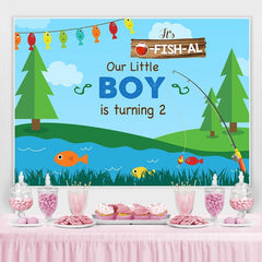 Lofaris Our Little Boy is Turning 2 Birthday Photo backdrop