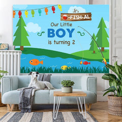 Lofaris Our Little Boy is Turning 2 Birthday Photo backdrop