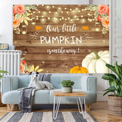 Lofaris Pink Rose And Pumpkin Lights Backdrop for Baby Shower