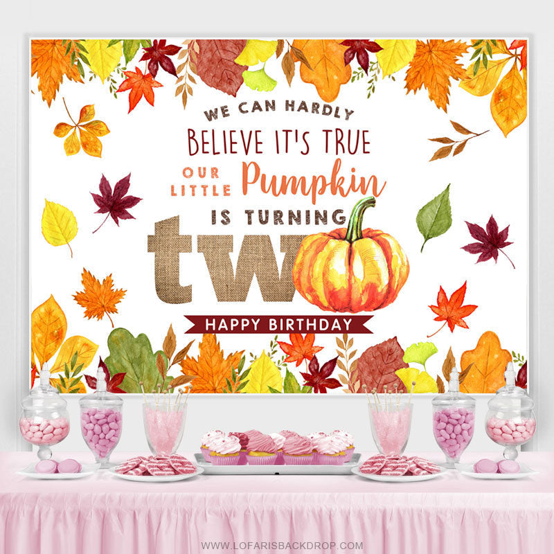 Lofaris Our Little Pumpkin Is Turning Two Birthday Backdrop