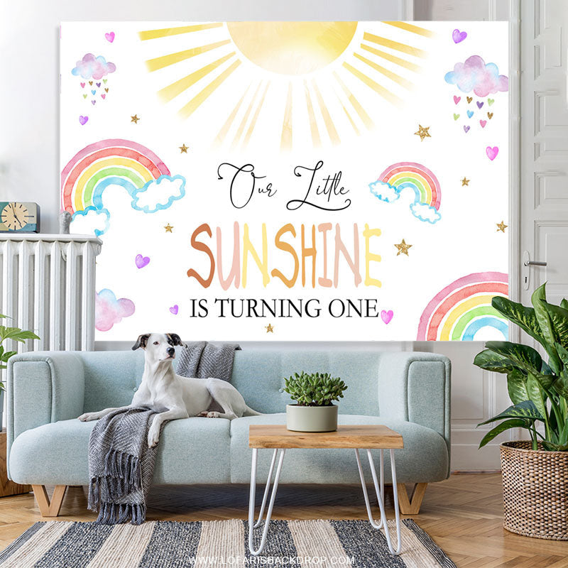Lofaris Our Little Sunshine Is Turning One Birthday Backdrop