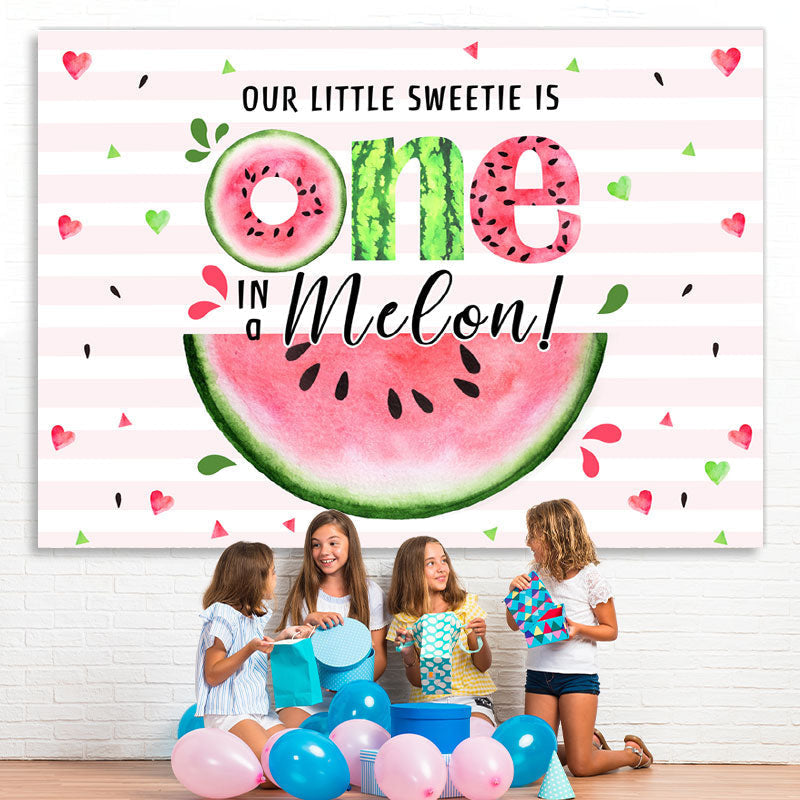 Lofaris Our Little Sweetie Is One In A Melon Birthday Backdrop