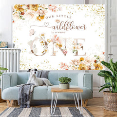 Lofaris Our Little Wildflower Floral Happy 1st Birthday Backdrop