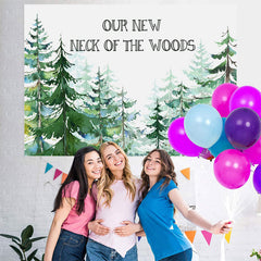 Lofaris Our New Neck Of The Wood Baby Shower Backdrop For Boy