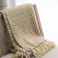 Lofaris Pastoral Style Yellow Blanket Knitted Woolen