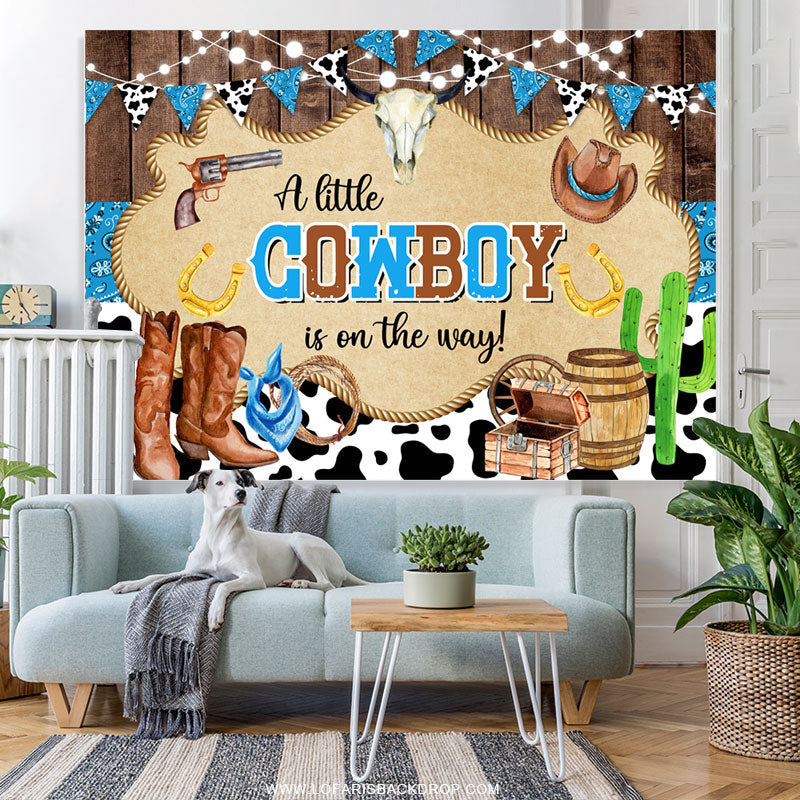 Lofaris Pasture Cowboy Bunting Goat Baby Shower Backdrop