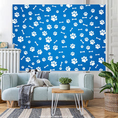 Lofaris Paws And Bones Blue Simple Happy Birthday Backdrop