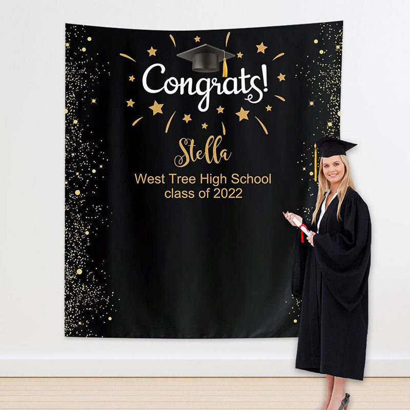 Lofaris Personalized 2022 Black Congrats Grad Backdrop Decor