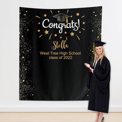 Lofaris Personalized 2022 Black Congrats Grad Backdrop Decor