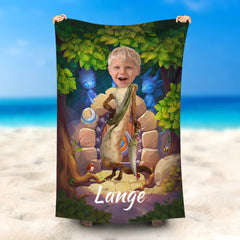 Lofaris Personalized Akimb Buck Leaves Mysterious Beach Towel