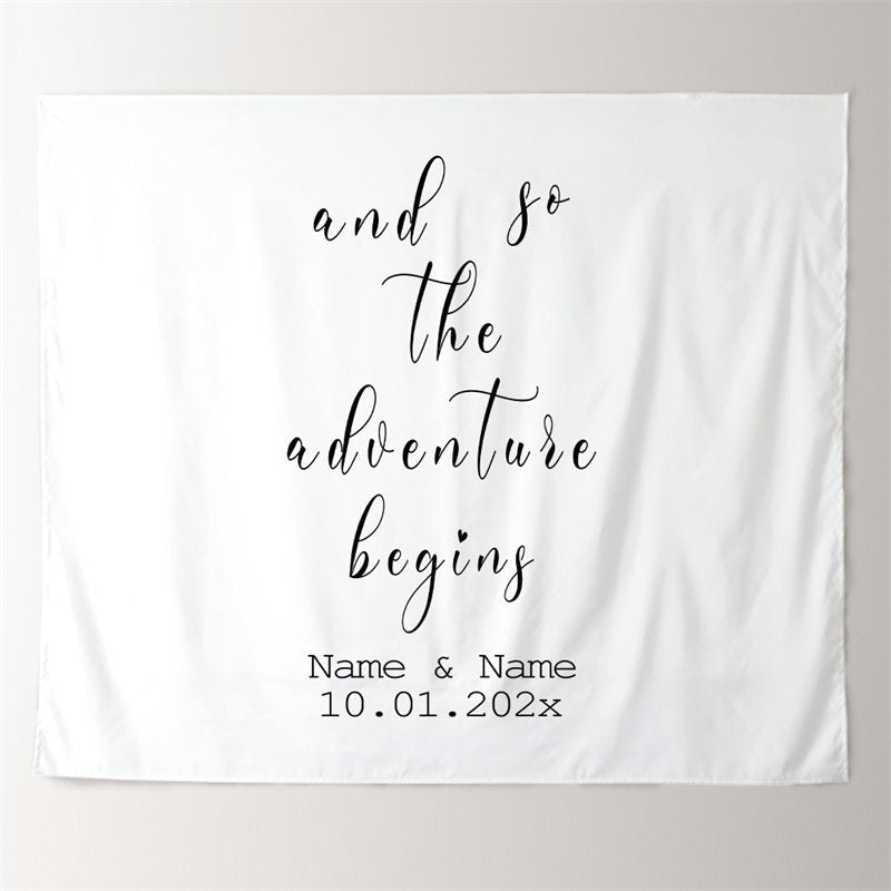 Lofaris Personalized And So the Dventure Begins Wedding Backdrop